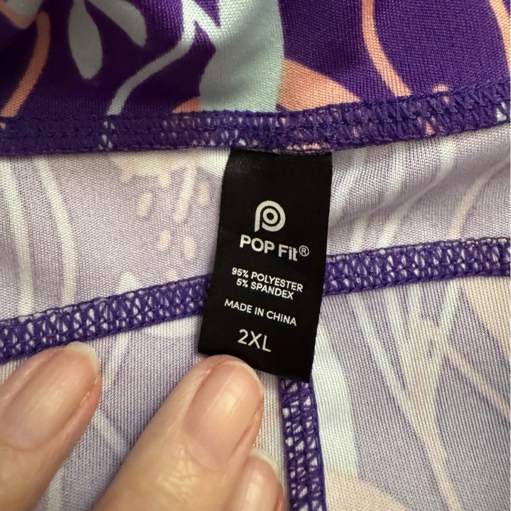 POP Fit New Harlow Leggings Puprle Pink Turqouise Pockets 2XL